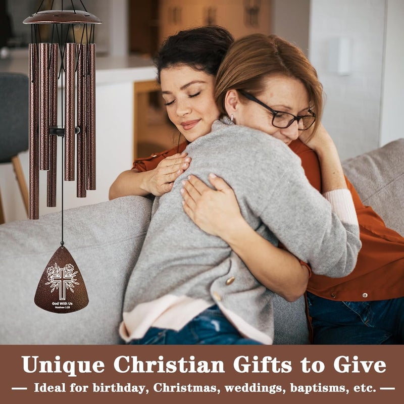Soopau Christian Gifts for Women Men, 32" Bronze Wind Chimes Religious Gifts with Bible Verse, Spiritual Faith Based Gift for Christian Women Mom Sister Friend Coworker - Image 2